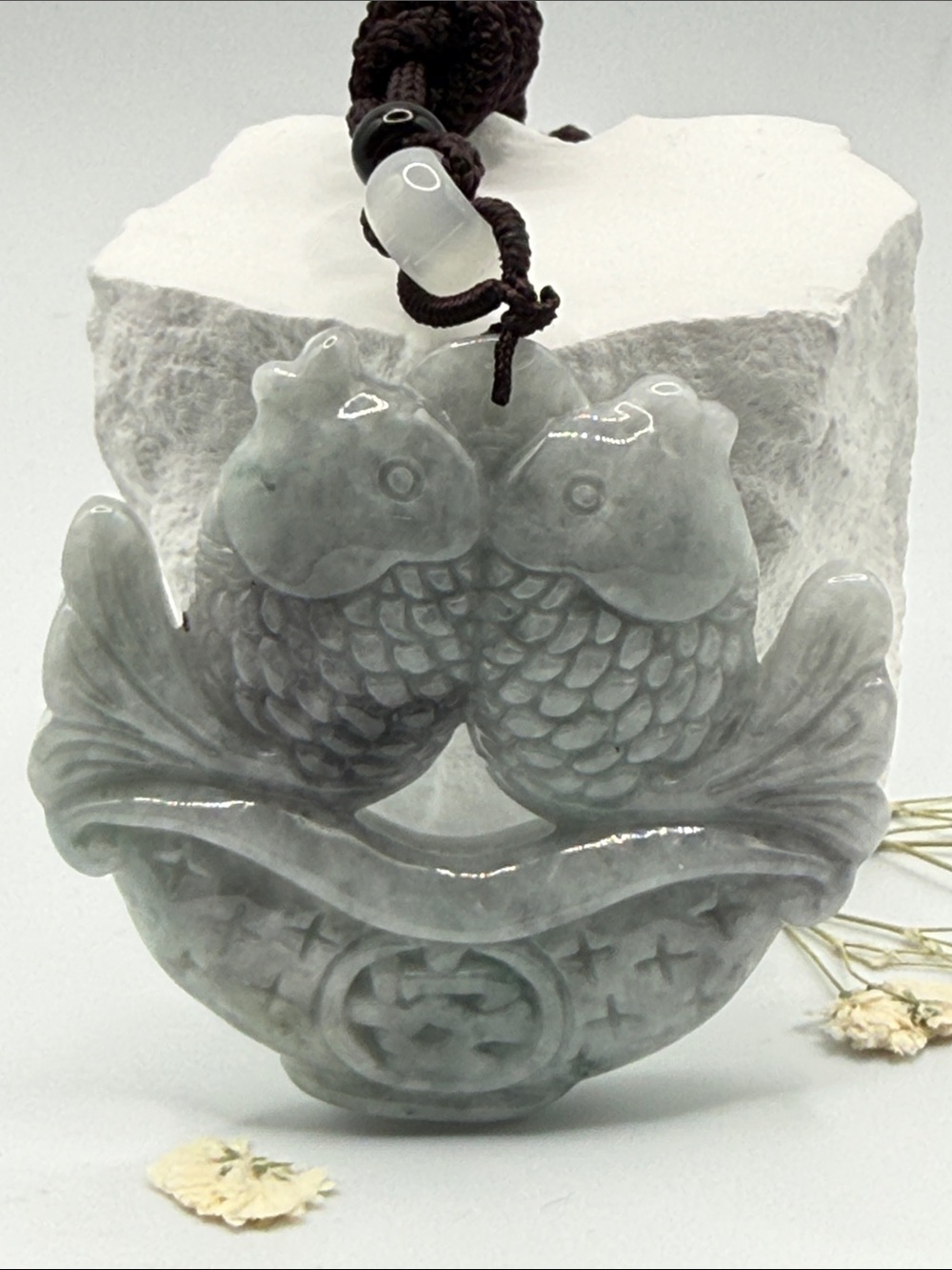 Double Fish Jade Pendant Necklace